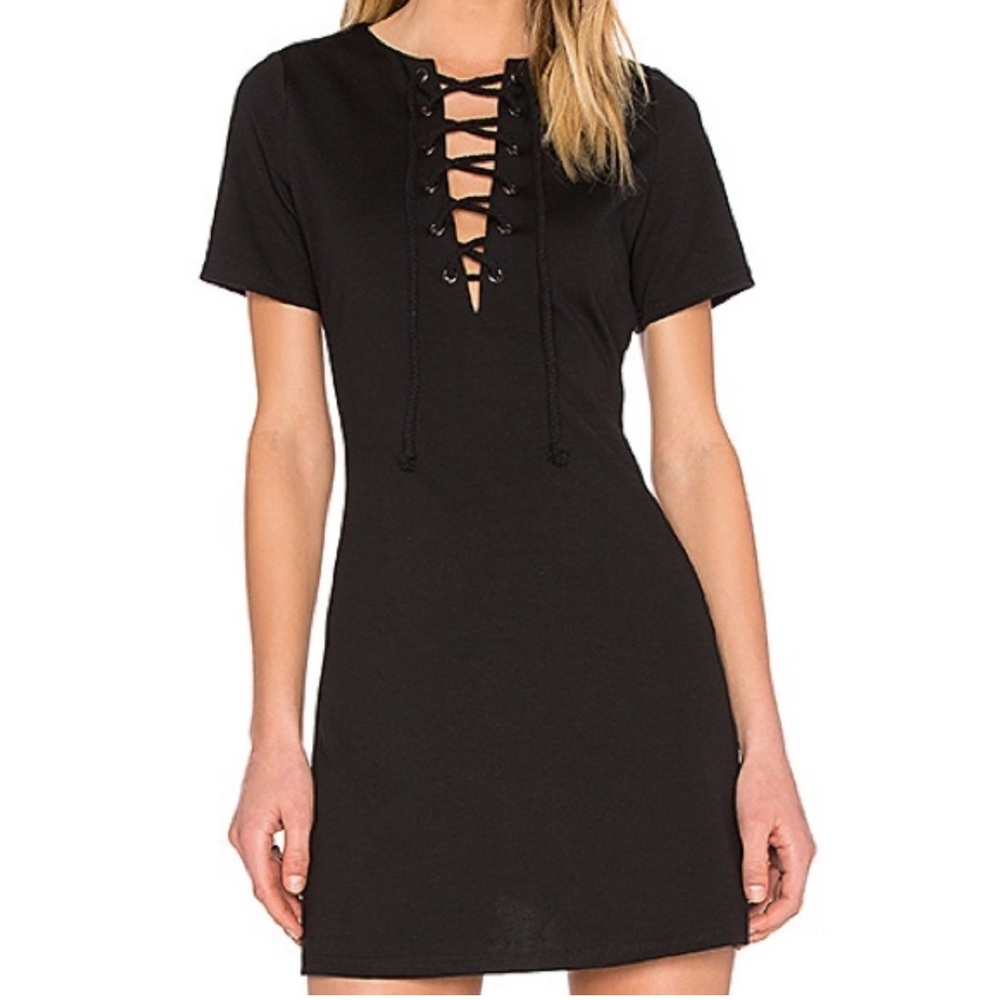 Chic Black Lace-Up Mini Dress